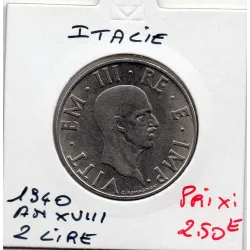 Italie 2 Lire 1940 non magnétique Spl,  KM.78a Vittorio emanuele III