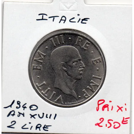 Italie 2 Lire 1940 non magnétique Spl,  KM.78a Vittorio emanuele III