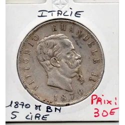 Italie 5 Lire 1870 M BN TTB,  KM.8 VITTORIO EMANUELE