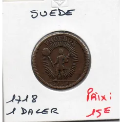 Suède 1 daler 1718 SM TTB, KM.359 PHOEBVS Karl XII