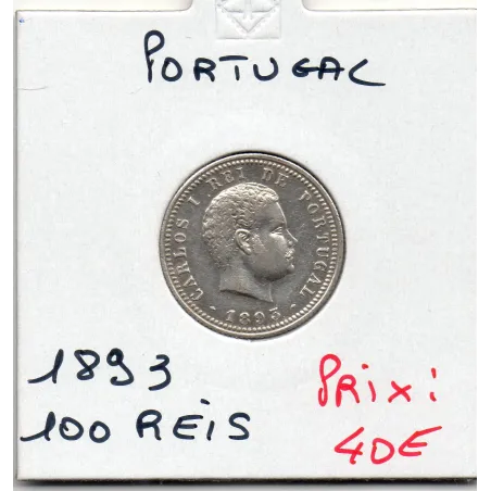 Portugal 100 reis 1893 Spl, KM.531 Carlos 1er