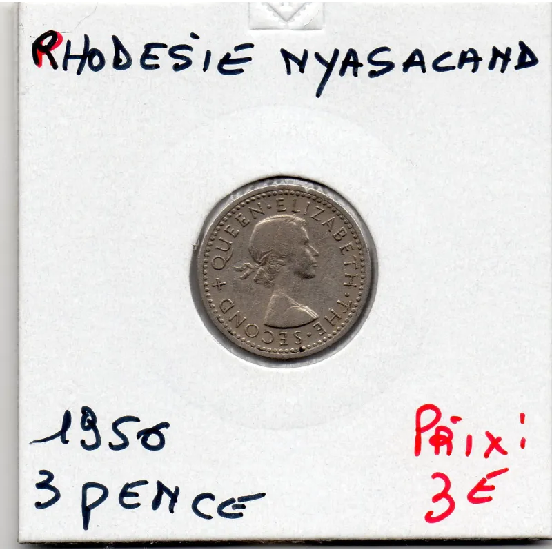 Rhodésie et Nyassaland 3 pence 1956 TTB, KM.3 Lis de Malabar