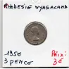 Rhodésie et Nyassaland 3 pence 1956 TTB, KM.3 Lis de Malabar
