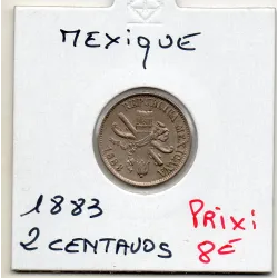 Mexique 2 centavos 1883 Sup, KM.395 Arc et carquois