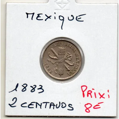 Mexique 2 centavos 1883 Sup, KM.395 Arc et carquois