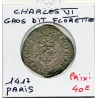 Gros Florette Charles VI Paris (1417) point sous initiale
