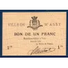 Bon ville Wassy 1 franc, Spl, 1.1916 Pirot 52-45 Billet