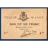 Bon ville Wassy 1 franc, Spl, 10.1915 Pirot 52-34 Billet