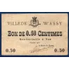 Bon ville Wassy 50 centimes, TTB, 10.1915 Pirot 52-31 Billet