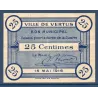 Bon municipal Vertus 25 centimes, TTB, 15.5.1916 Pirot 51-53 Billet