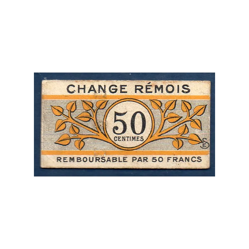 Bon Change Rémois (Reims) 50 centimes, TB, ND Pirot 51-44 Billet Bon Change Rémois (Reims) 50 centimes, TB, ND Pirot 51-44 Billet