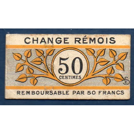 Bon Change Rémois (Reims) 50 centimes, TB, ND Pirot 51-44 Billet