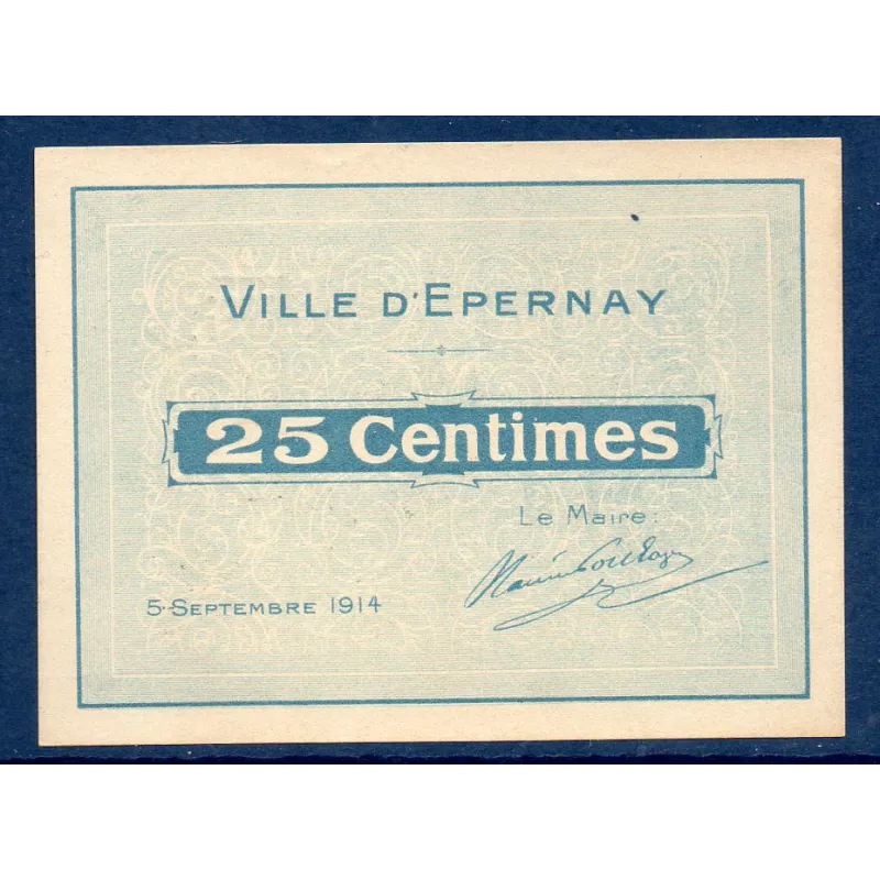 Bon ville Epernay 25 centimes, Spl, 5.9.1914 Pirot 51-14 Billet Bon ville Epernay 25 centimes, Spl, 5.9.1914 Pirot 51-14 Billet