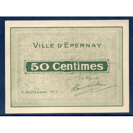Bon ville Epernay 50 centimes, Spl, 5.9.1914 Pirot 51-15 Billet
