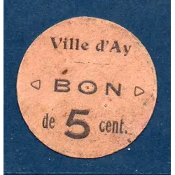 Bon ville Ay 5 centimes, TB, ND Pirot 51-01 Billet