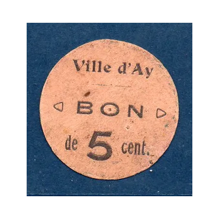 Bon ville Ay 5 centimes, TB, ND Pirot 51-01 Billet