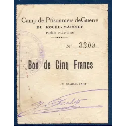 Bon Prisonnier de guerre Roche-Maurice 5 franc, TB, ND Pirot 44-15g Billet
