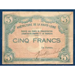 Bon Prisonnier de guerre Haute-Loire 5 franc, TB, 1.3.1916 Pirot 43-06b Billet
