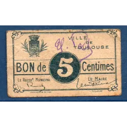 Bon ville Toulouse 5 centimes, TB, ND Pirot 31-179 Billet