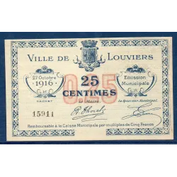 Bon ville Louviers 25 centimes, Spl, 27.10.1916 Pirot 27-14 Billet