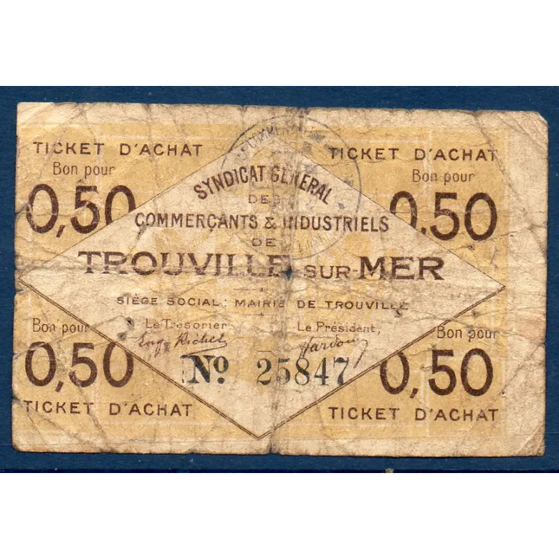 Bon ville Trouville-sur-Mer 50 centimes, AB, 22.7.1920 Pirot 14-10 Billet