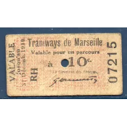 Bon Tramway Marseille 10 centimes, TB, 1919 Pirot 13-34 Billet
