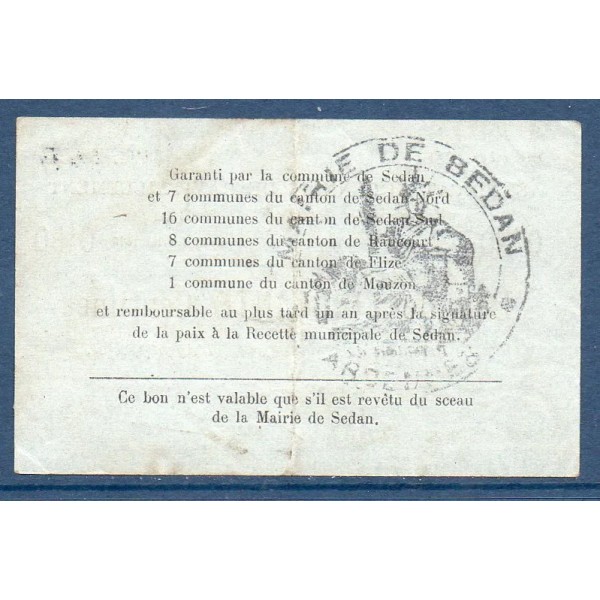 Bon région Sedan 50 centimes, TB, 26.2.1916 Pirot 08-282 Billet
