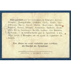 Bon région Rimogne 1 franc, TB, 30.6.1916 Pirot 08-197 Billet