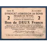 Bon région Rethel 2 francs, TTB-, 21.4.1917 Pirot 08-175 Billet