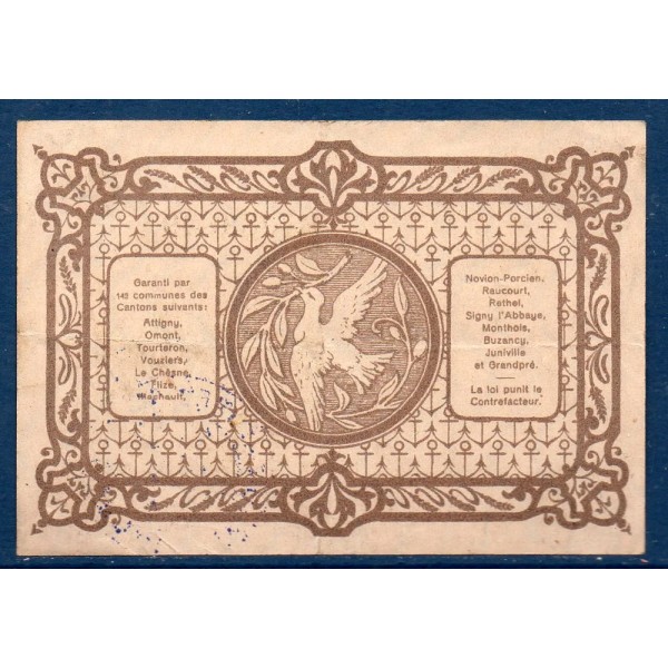 Bon région Poix-Terron 2 francs, TTB, 12.1917 Pirot 08-158 Billet