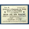 Bon région Poix-Terron 1 franc, TB, 10.7.1916 Pirot 08-139 Billet