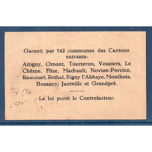 Bon région Poix-Terron 25 centimes, Spl, 05.1917 Pirot 08-144 Billet