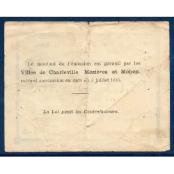 Bon ville Charleville, Mézières et Mohon 2 francs, TB, 3.7.1915 Pirot 08-102 Billet