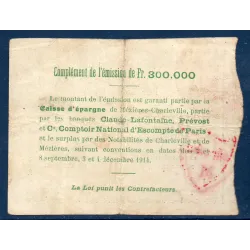 Bon ville Charleville et Mézières 2 francs, B, 7.9.1914 Pirot 08-73 Billet