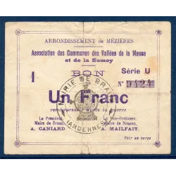 Bon Arrondissement de Mézière (Braux) 1 franc, B, 18.11.1914 Pirot 08-61 Billet