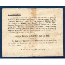 Bon Arrondissement de Mézière (Braux) 1 franc, B, 18.11.1914 Pirot 08-61 Billet
