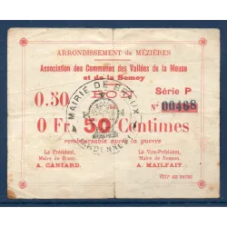 Bon Arrondissement de Mézière (Braux) 50 centimes, B+, 18.11.1914 Pirot 08-55 Billet