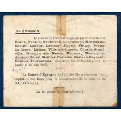 Bon Arrondissement de Mézière (Braux) 50 centimes, B+, 18.11.1914 Pirot 08-55 Billet