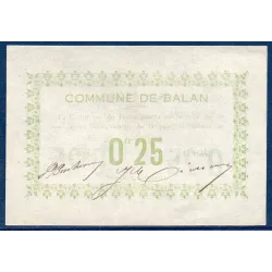 Bon ville Balan 25 centimes, Spl, 29.7.1915 Pirot 08-14 Billet