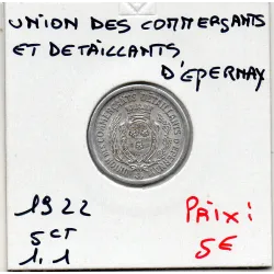 Epernay 5 centimes Unions des commercants détaillants, 1922 Spl