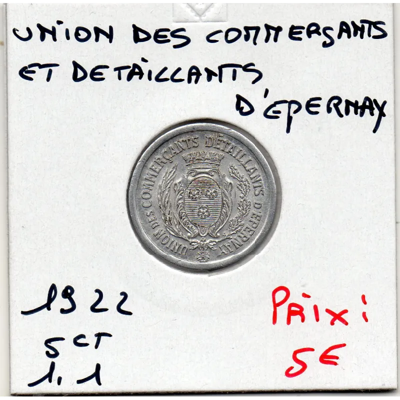Epernay 5 centimes Unions des commercants détaillants, 1922 Spl