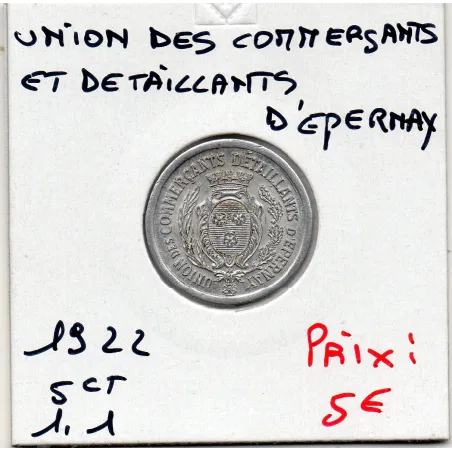 Epernay 5 centimes Unions des commercants détaillants, 1922 Spl