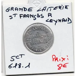 Lyon 5 centimes Grande laiterie St François R. Leynaud, TTB
