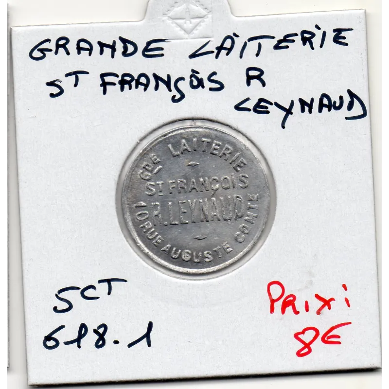 Lyon 5 centimes Grande laiterie St François R. Leynaud, TTB