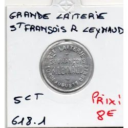 Lyon 5 centimes Grande laiterie St François R. Leynaud, TTB