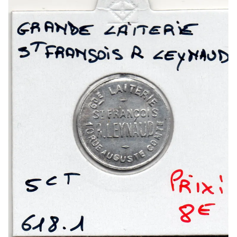 Lyon 5 centimes Grande laiterie St François R. Leynaud, TTB