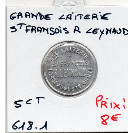 Lyon 5 centimes Grande laiterie St François R. Leynaud, TTB