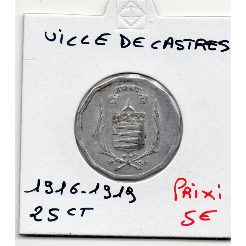 Castre 25 centimes Ville, 1916-1919 Sup
