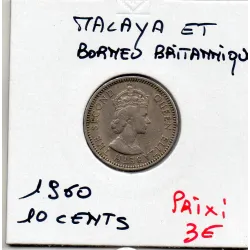 Malaya et borneo 10 cents 1960 TTB+, KM.2 Elizabeth II