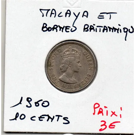 Malaya et borneo 10 cents 1960 TTB+, KM.2 Elizabeth II